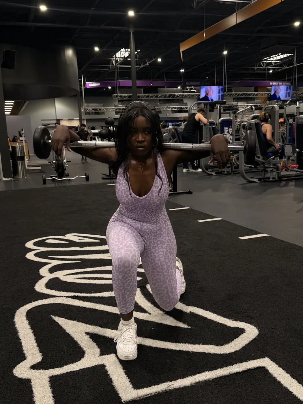 A member training in the gym